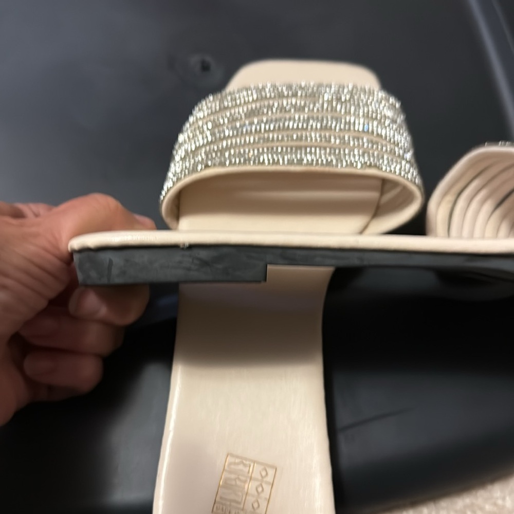 Cream and Silver Sparkly Slide Sandals, new - Picture 7 of 7